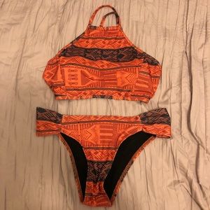 Orange Tribal Print Bikini